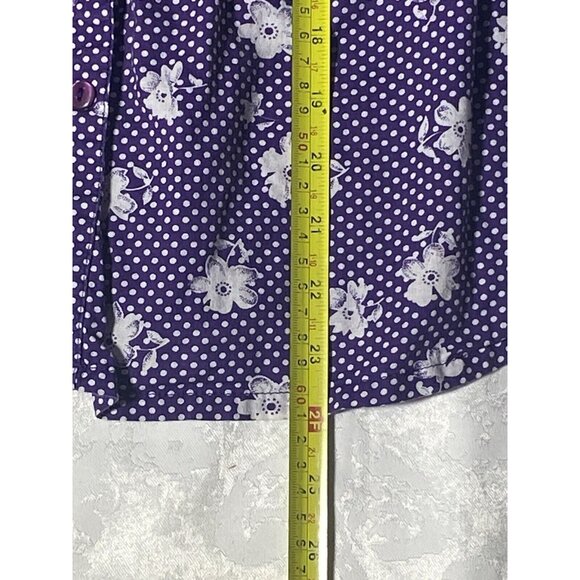 Baxter &  Wells Purple Large Ditsy Floral Button Up Shirt Cottage Prairie 90s - Picture 8 of 10